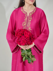 2 Piece- Pure Silk Net Embroidered Suit S110377