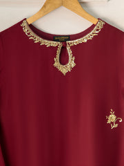 3 Piece - Pure Cotton Net Embroidered Suit S111268