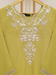 3 Piece - Pure Cotton Net Embroidered Suit S109715