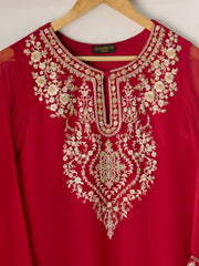 2 Piece - Pure Chiffon Embroidered Suit S110677