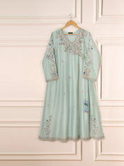 3 Piece- Pure Silk Net Embroidered Suit S111529