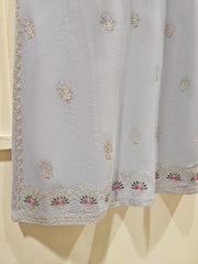 3 Piece - Pure Cotton Net Embroidered Suit S111357