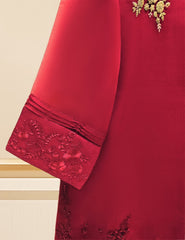 3 Piece - Pure Organza Embroidered Suit S109315