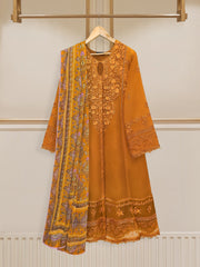 3 Piece - Pure Cotton Net Embroidered Frock S109936