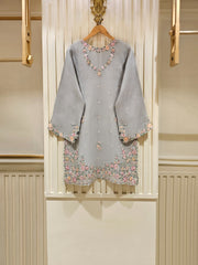 3 Piece - Pure Organza Embroidered Suit S111364