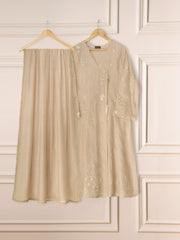 3 Piece - Pure Cotton Net Embroidered Suit S111292