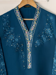 3 Piece- Pure Silk Net Embroidered Suit S111019