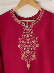 3 Piece- Pure Silk Net Embroidered Suit S111226