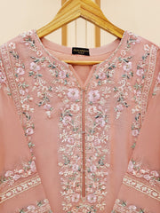 3 Piece - Pure Cotton Net Embroidered Suit S109574
