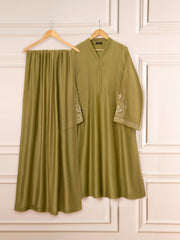 3 Piece - Pure Cotton Net Embroidered Suit S111588