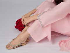 3 Piece- Pure Silk Net Embroidered Suit S110340