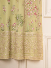 3 Piece - Pure Organza Embroidered Suit S111544