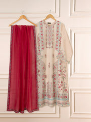 3 Piece - Pure Organza Embroidered Suit S111560