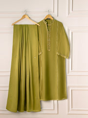 3 Piece- Pure Cotton Net Embroidered Suit S111056
