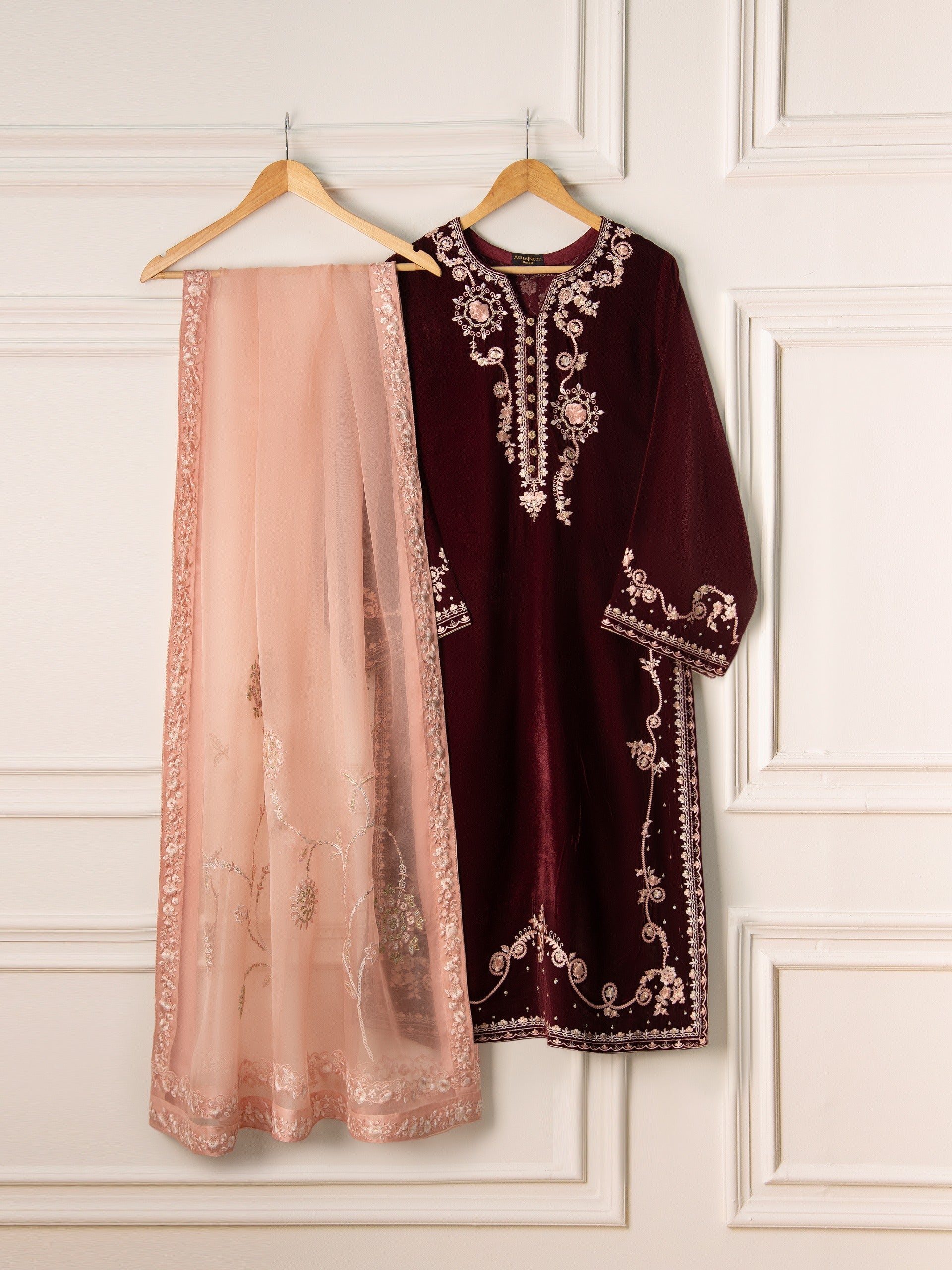 3 Piece- Embroidered Velvet Suit S110783 Aghanoorinternational 3 Piece- Embroidered Velvet Suit S110783 Aghanoorinternational