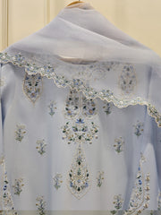 3 Piece- Pure Silk Net Embroidered Suit S111615