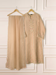3 Piece - Pure Organza Embroidered Suit S111254