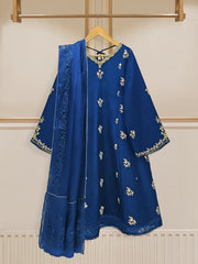 3 Piece - Pure Raw Silk Embroidered Suit S109741