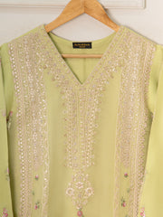 3 Piece - Pure Organza Embroidered Suit S111544