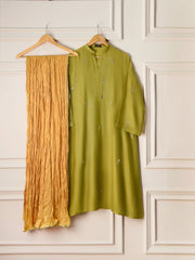3 Piece - Pure Cotton Net Embroidered Suit S110494