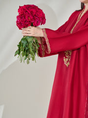 3 Piece- Pure Silk Net Embroidered Suit S110376