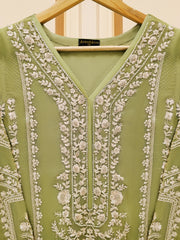 3 Piece - Pure Cotton Net Embroidered Suit S109368