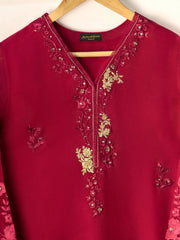 2 Piece - Pure Cotton Net Embroidered Suit S110949