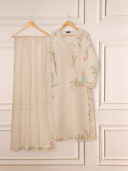 3 Piece - Pure Organza Embroidered Suit S111248