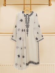 3 Piece - Pure Cotton Net Embroidered Suit S109387