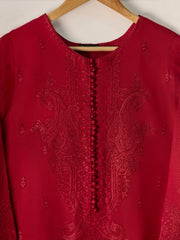 3 Piece- Pure Cotton Net Embroidered Suit S110884