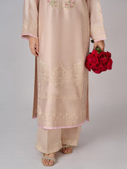 2 Piece- Pure Silk Net Embroidered Suit S110313