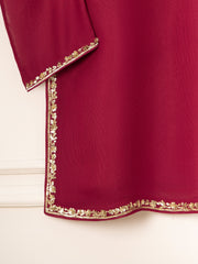 3 Piece - Pure Cotton Net Embroidered Suit S111587