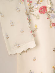 3 Piece- Pure Organza Embroidered Suit S111237