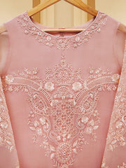 3 Piece - Pure Organza Embroidered Suit S109310