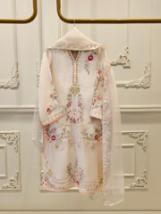 3 Piece - Pure Organza Embroidered Suit S111619
