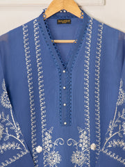 3 Piece - Pure Cotton Net Embroidered Suit S111530