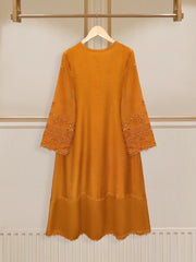 3 Piece - Pure Cotton Net Embroidered Frock S109936