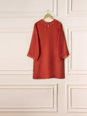 2 Piece- Pure Cotton Net Embroidered Suit S110847