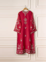 3 Piece - Pure Organza Embroidered Suit S110835