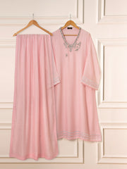 3 Piece - Pure Cotton Net Embroidered Suit S111549