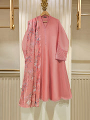 3 Piece - Pure Cotton Net Embroidered Suit S111441