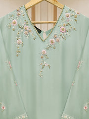 3 Piece - Pure Embroidered Raw Silk Suit S110142