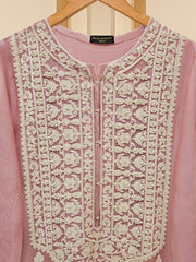 2 Piece - Pure Cotton Net Embroidered Suit S109405
