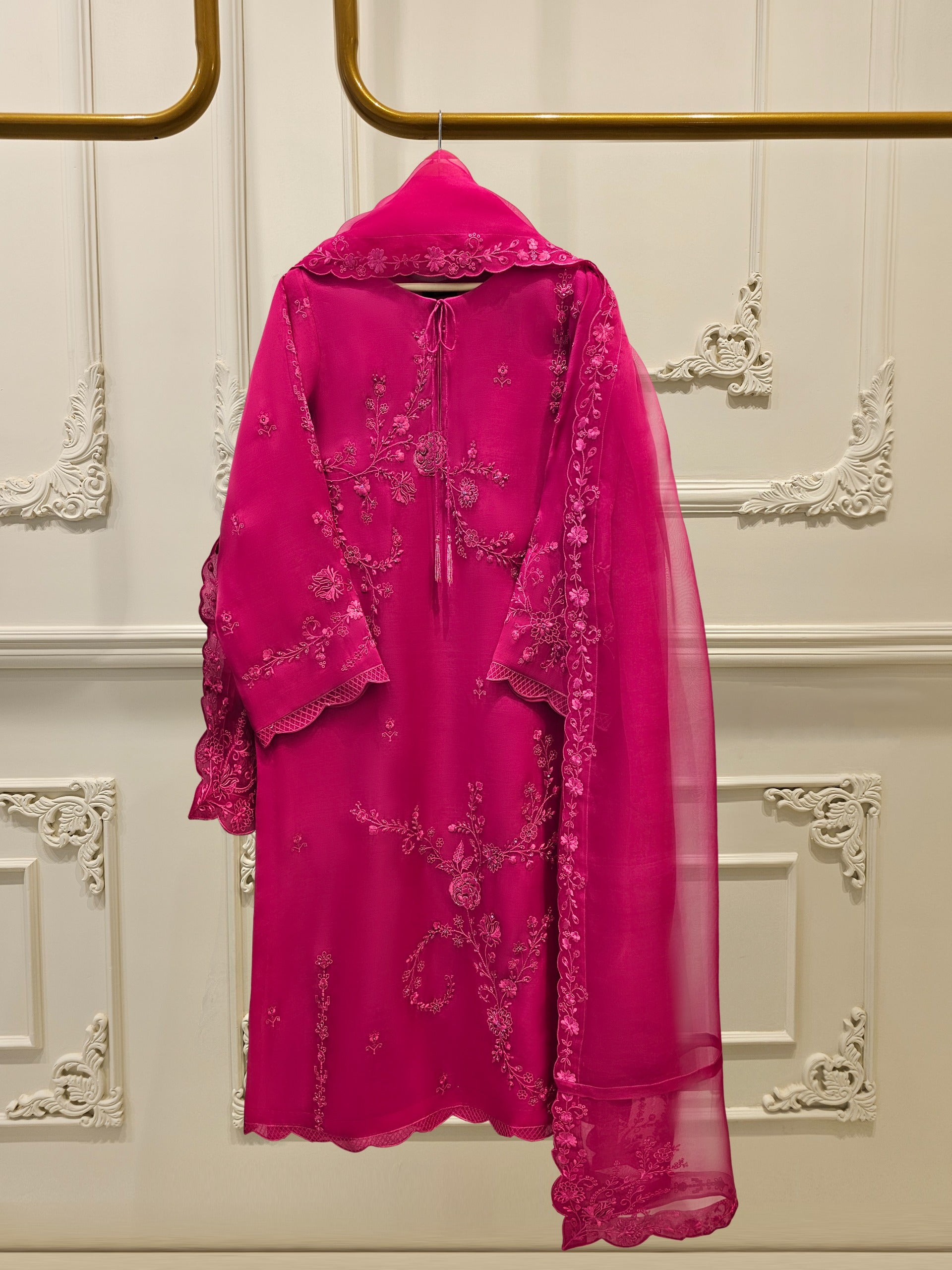 3 Piece Stitched Organza Suit - Ready To Wear