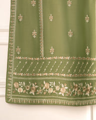 3 Piece- Pure Cotton Net Embroidered Suit S111071