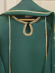 3 Piece - Pure Organza Embroidered Suit S111654