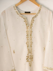 3 Piece - Pure Cotton Net Embroidered Suit S110680