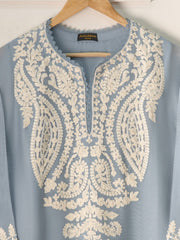 2 Piece- Pure Cotton Net Embroidered Suit S110901