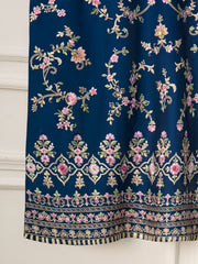 3 Piece- Pure Silk Net Embroidered Suit S111280