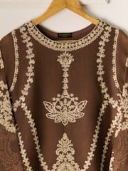 3 Piece- Pure Cotton Net Embroidered Suit S110759
